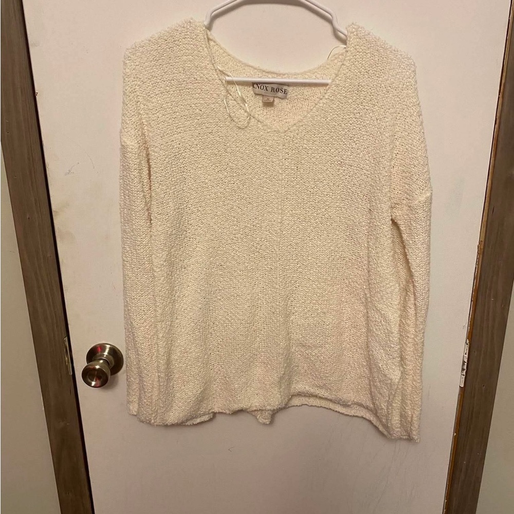 Knox Rose Cream Bouclé V-Neck Sweater